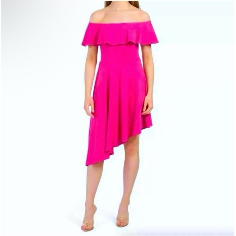 NWT Susana Monaco Hot Pink Midi Dress‎ Off the shoulders large